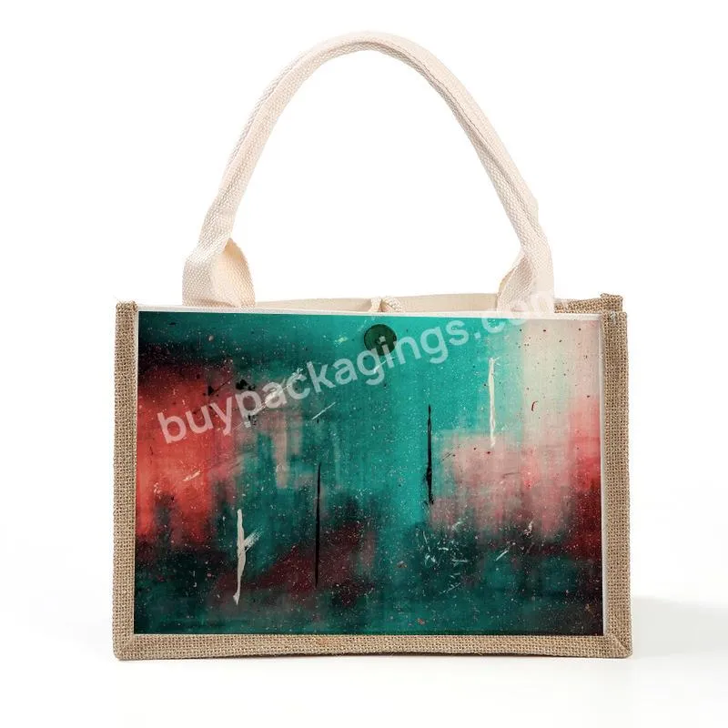 New Manufacture Factory Customized Printing Customized Wholesale Cheap Price Customized Printed Handled Jute Bag Tote