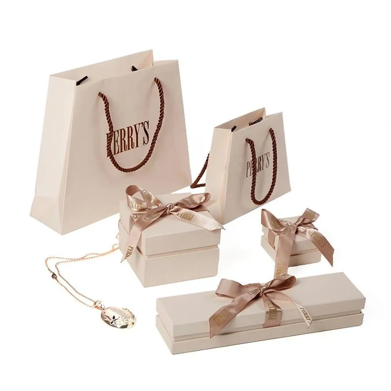 New Trend Excellent Delicate Biodegradable Cardboard Paper Jewelry Gift Package Box With Ribbon Bow