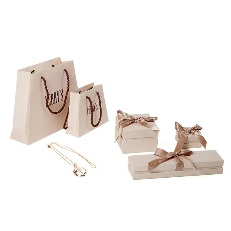 New Trend Excellent Delicate Biodegradable Cardboard Paper Jewelry Gift Package Box With Ribbon Bow