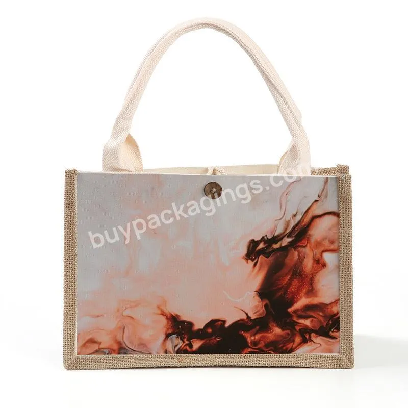 New Wholesale Customizing Printed Eco Friendly Fashion Reusable Beach Tote Grocery Shopping Jute Bags