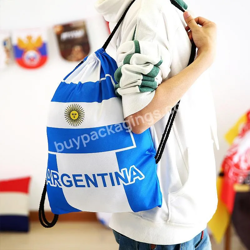 Newest Polyester Waterproof Storage Travel Outdoor Drawstring Bags Countries Teams Sports Fans String Bag