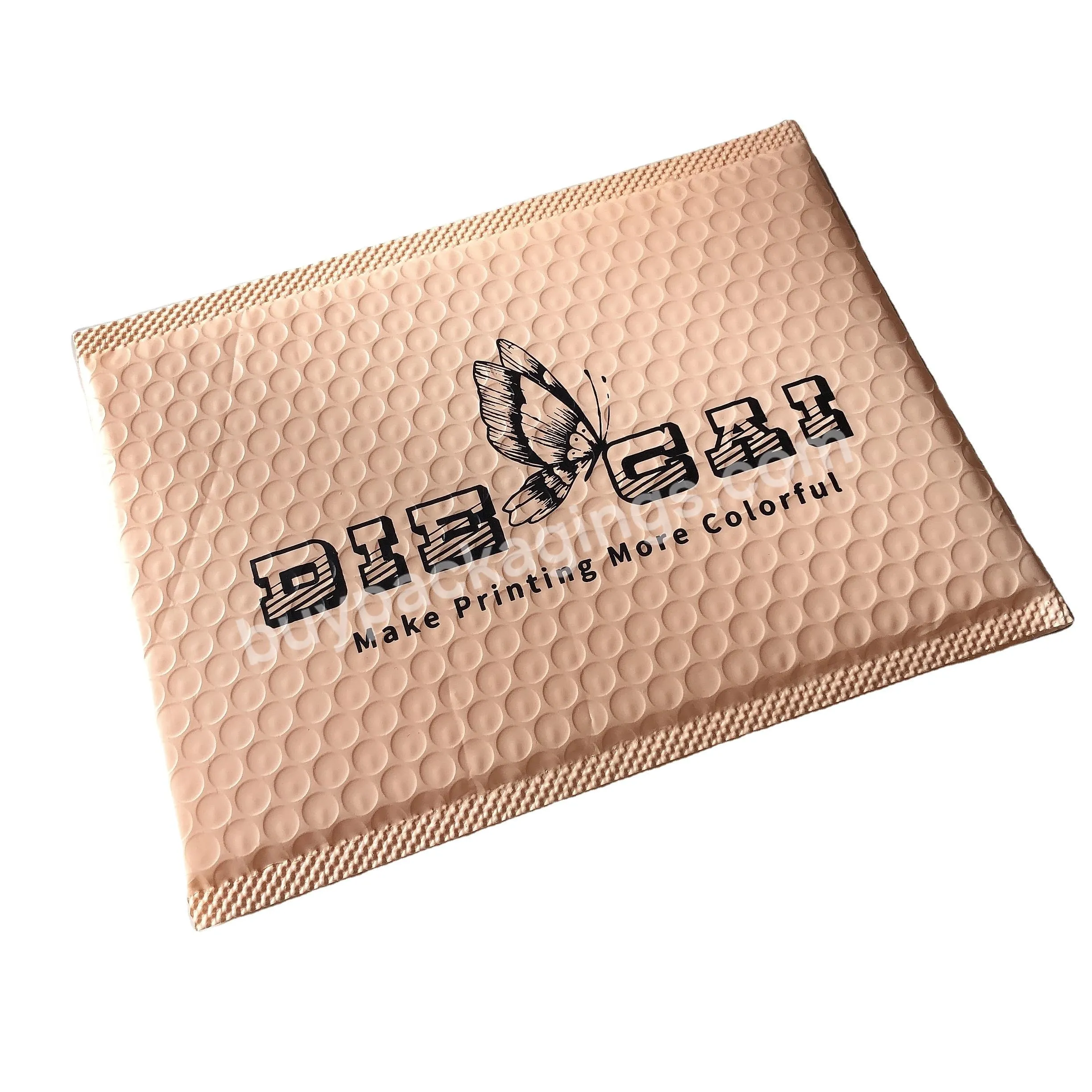 Nude Pink Bubble Mailers Brown Bubble Padded Envelopes Custom Eyelash Packaging Bags With Logo Printed