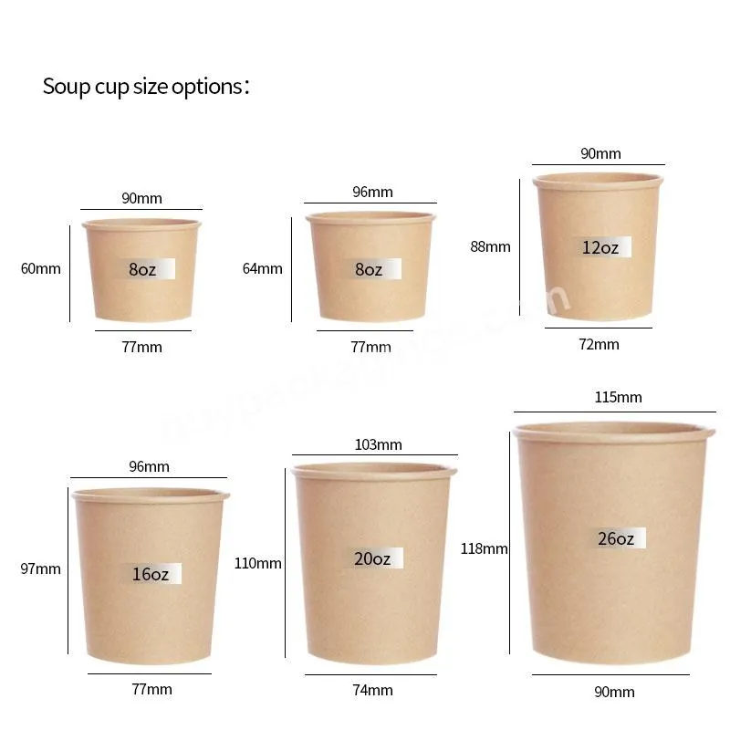 Odm And Oem Disposable Paper Soup Tub For Hot Soup Food Paper Soup Cup With Customized Logo