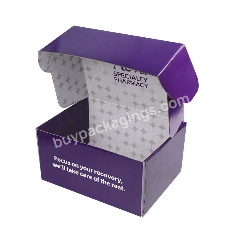 Oem And Odm Purple Glossy Lamination Luxury Corrugated Shipping Mailer Box For Cosmetic Products With Custom Logo