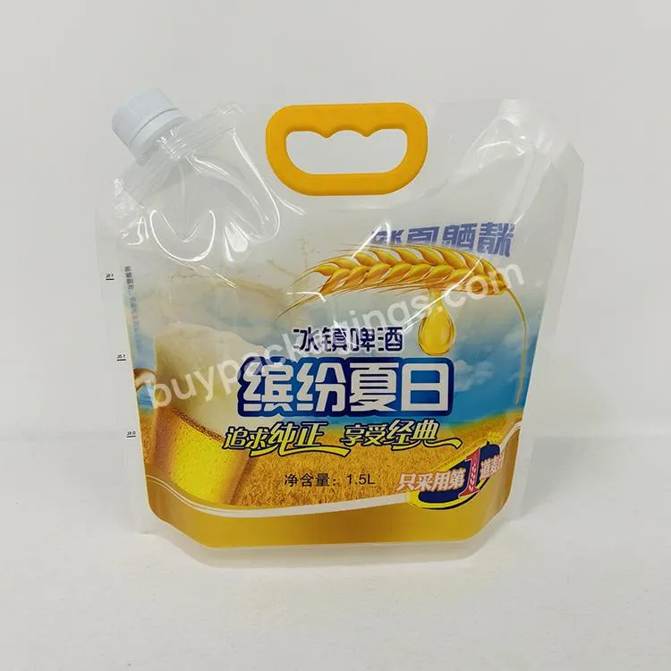 Oem Custom Bpa Free Material 5l Beer/alcohol/sauce/ice Melt/glass Water/laundry Detergent Packaging Bag With Corner Spout