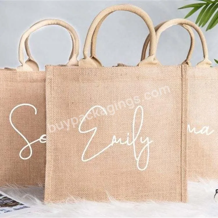 Oem Customized Eco Friendly Natural Recycle Foldable Carry Jute Shopping Bags With Logo