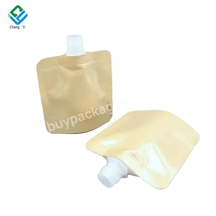 Oem Empty Plastic Skin Care Spout Pouch Kraft Paper Stand Up Liquid Packaging Pouches For Cosmetic