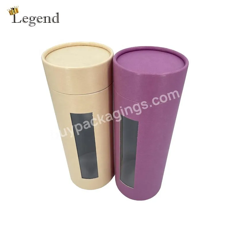 OEM Long Round Shape Cylinder Paper Cardboard Packaging Recycled Material Custom Tube Box with Window
