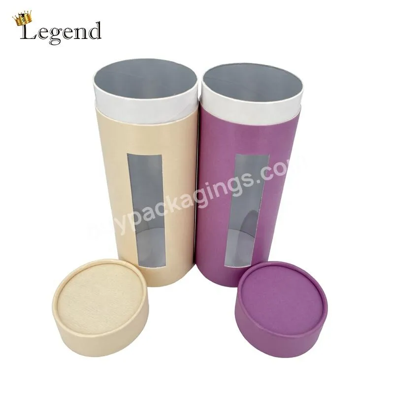 OEM Long Round Shape Cylinder Paper Cardboard Packaging Recycled Material Custom Tube Box with Window