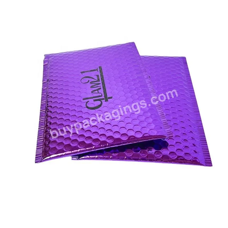 Oem Stock Custom Bubble Mailing Bag Packaging Mailer Purple Poly Bubble Mailer
