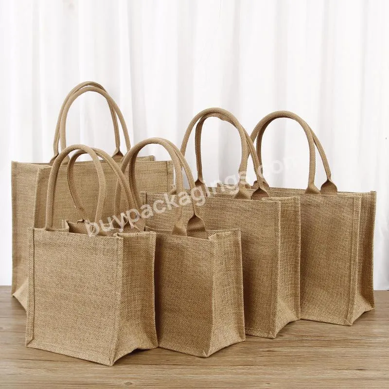 Oem Wholesale Natural Jute Cloth Bags Burlap Jute Tote Bag