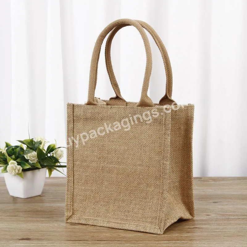 Oem Wholesale Natural Jute Cloth Bags Burlap Jute Tote Bag