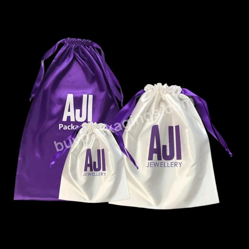 Other Textile Packaging Customized Logo And Big Size Silk Pouch Satin Bags With Logo Jewelry Packaging Dust Bag For Tote Bag