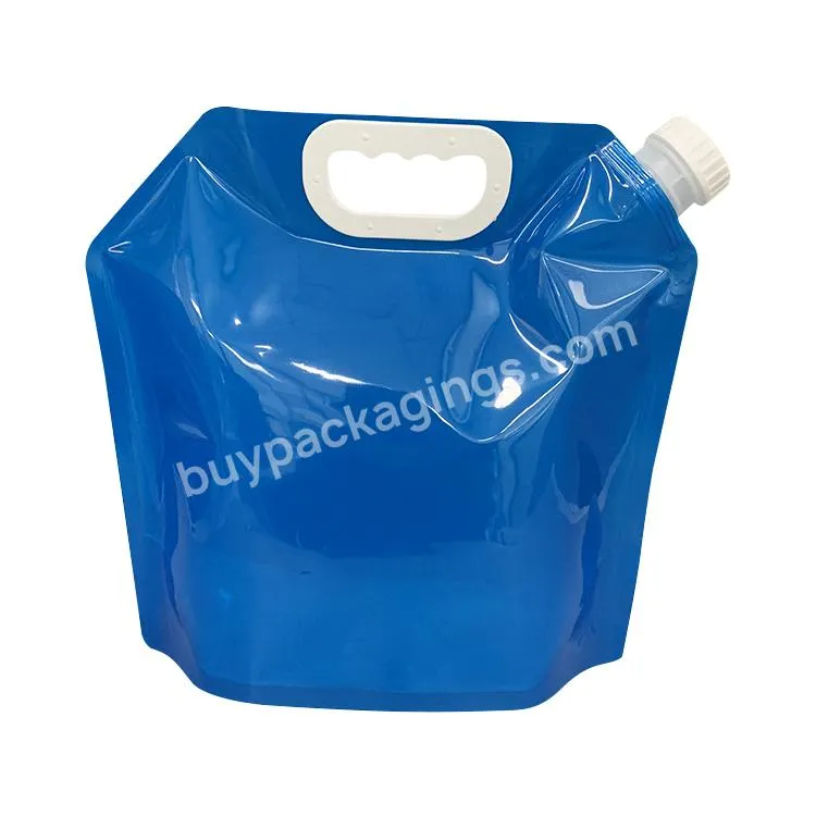Outdoor Camping Hiking 5 Liters Clear Plastic Stand Up Spout Pouch With Suction Nozzle