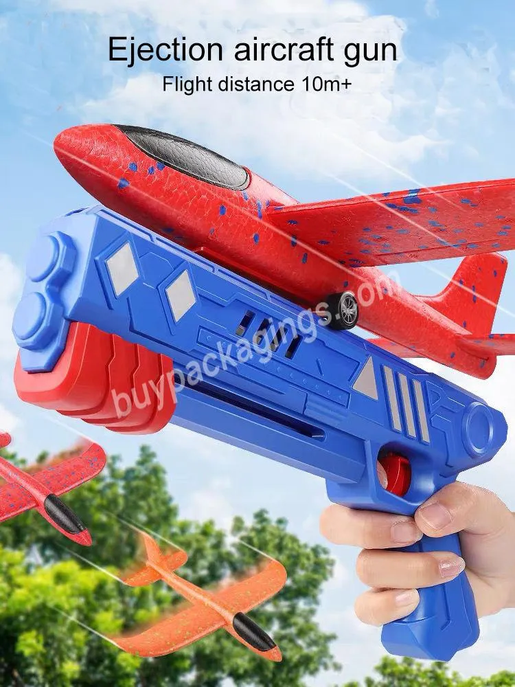 Outdoor Play Kids Glider Flight Flying Foam Airplane Shoot Gun Pistol Toys Children Catapult Plane Launcher Toy