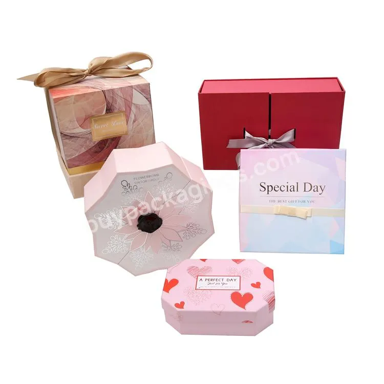 Paper Gift Rigid Box fashion boutique cardboard box with ribbon handle