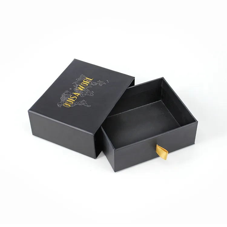 Paper material and paperboard paper type box drawer style jewelry sliding box with pouch