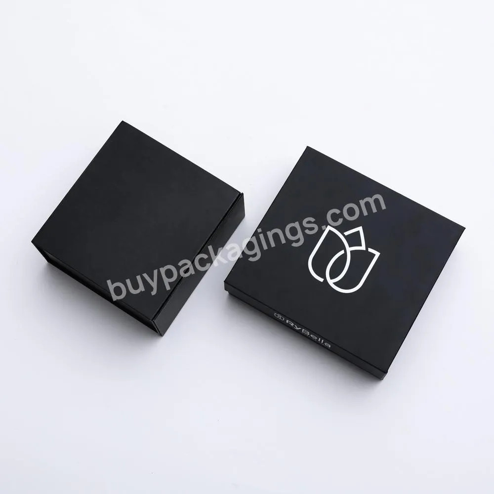 paper packaging box customized Luxury logo printing Folding ribbon cardboard magnetic black gift box