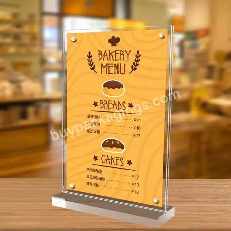 Paste Type A4 A5 A6 T Shape Magnetic Acrylic Poster Holder Menu Display Stands Table Setting Display Board - Buy High Quality Display Menu Stand 4x6 Inch Transparent Acrylic Sign Holder,Hot Sale A5 A4 8.5 X11 Acrylic Sign Holder Slanted Menu Holder D