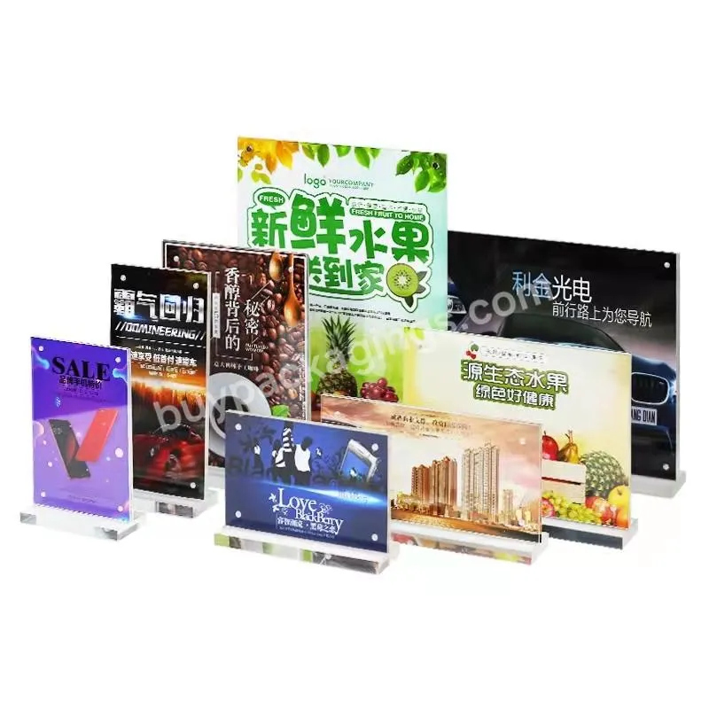 Paste Type A4 A5 A6 T Shape Magnetic Acrylic Poster Holder Menu Display Stands Table Setting Display Board