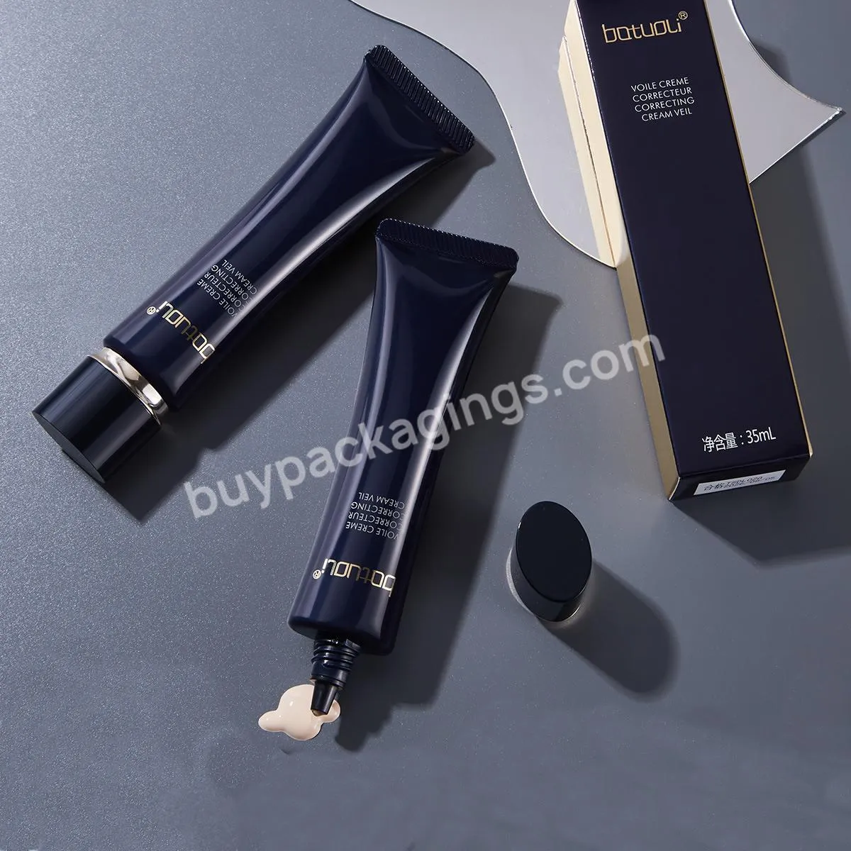 Pe Tube Cosmetic Packaging 30ml40ml50ml60ml Soft Plastic Squeeze Tube Skin Care Isolation Bb Cream With Long Nozzle