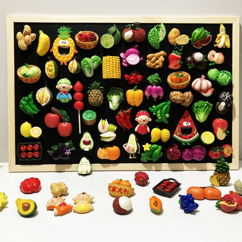 Pepper bitter melon eggplant wrapped vegetable fridge magnets carrot winter melon mushroom resin 3D refrigerator magnet