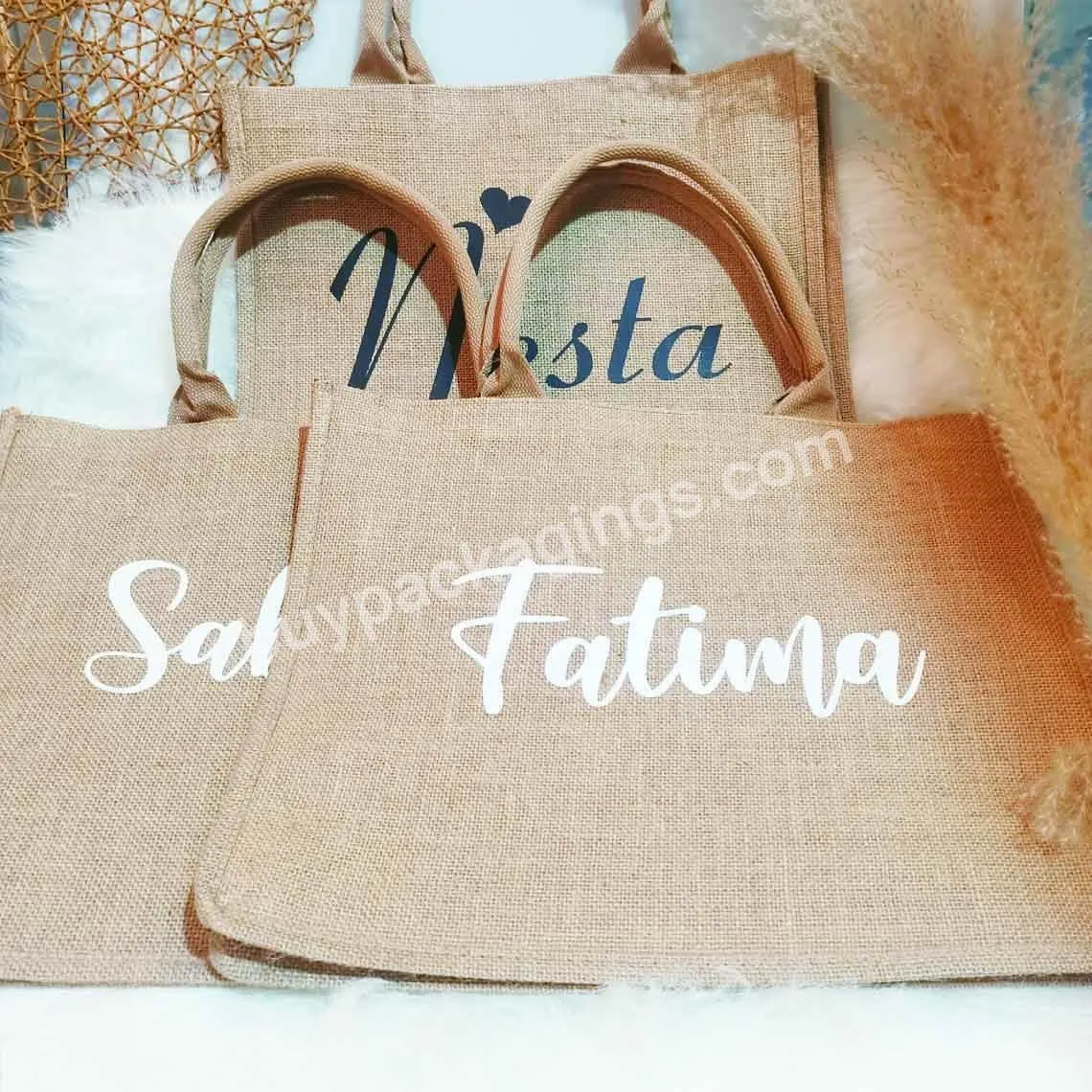 Personalised Burlap Bridesmaid Beach Tote Beach Bags With Customize Gift