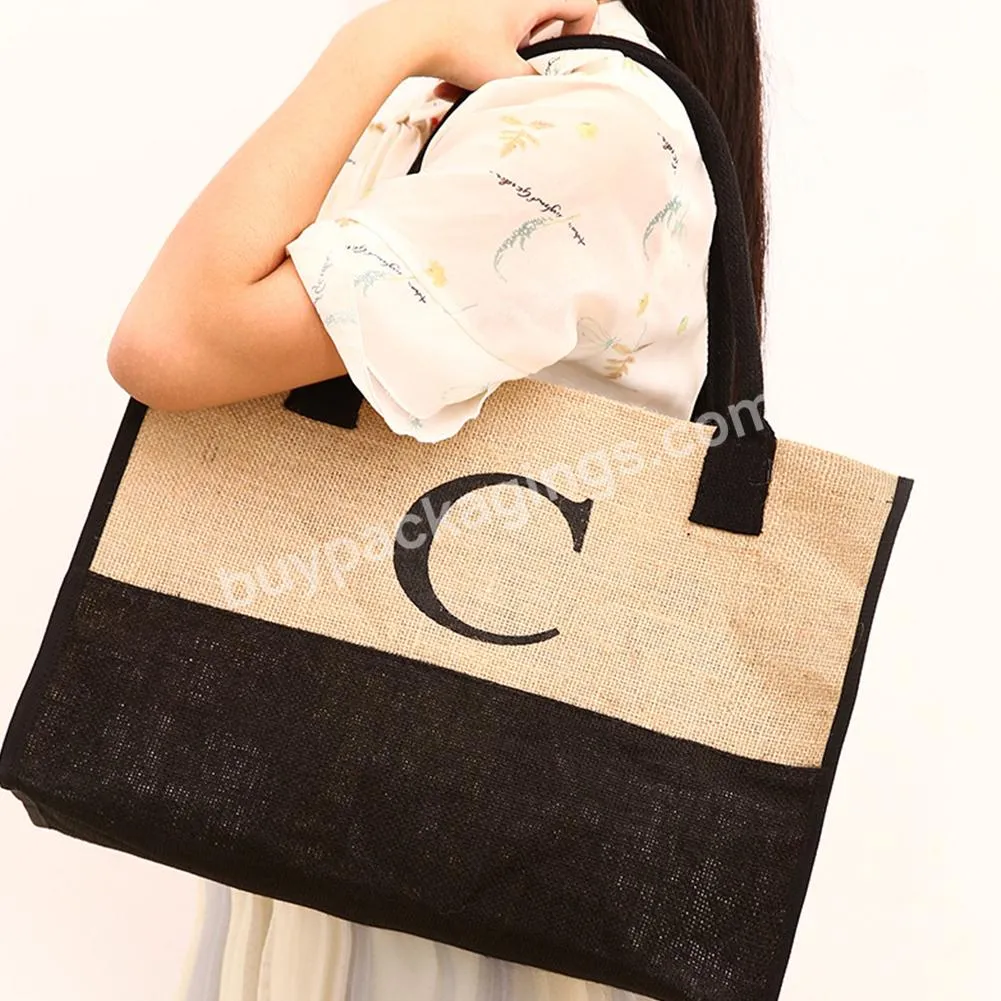 Personalized Burlap Bag Reuse Eco-friendly Tote Bag Jute Shopping Beach Handbag Custom-printed Logo Waterproof Storage Bags