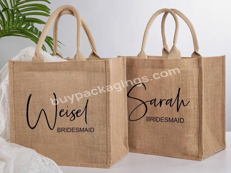 Personalized Burlap Tote Bag Bridesmaid Gift Custom Bag Mother Of Bride Bridesmaid Proposal Bag