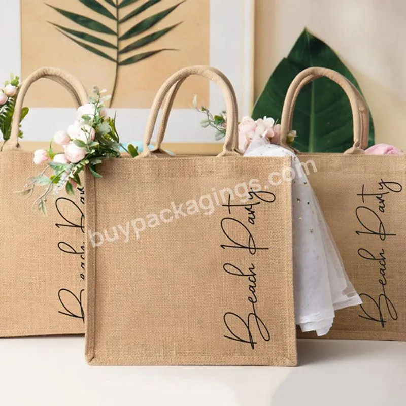 Personalized Custom Bridesmaid Travel Beach Burlap Tote Gifts Cosmetic Bridal Wedding Party Favors Jute Bags