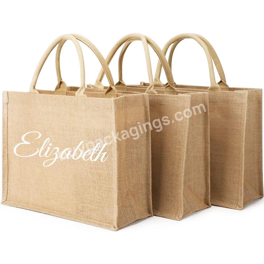 Personalized Shopping Tote Bags Gift Party Wedding Party Bride Coarse Vintage Jute Burlap Bag Custom Name For Bride Bridesmaid