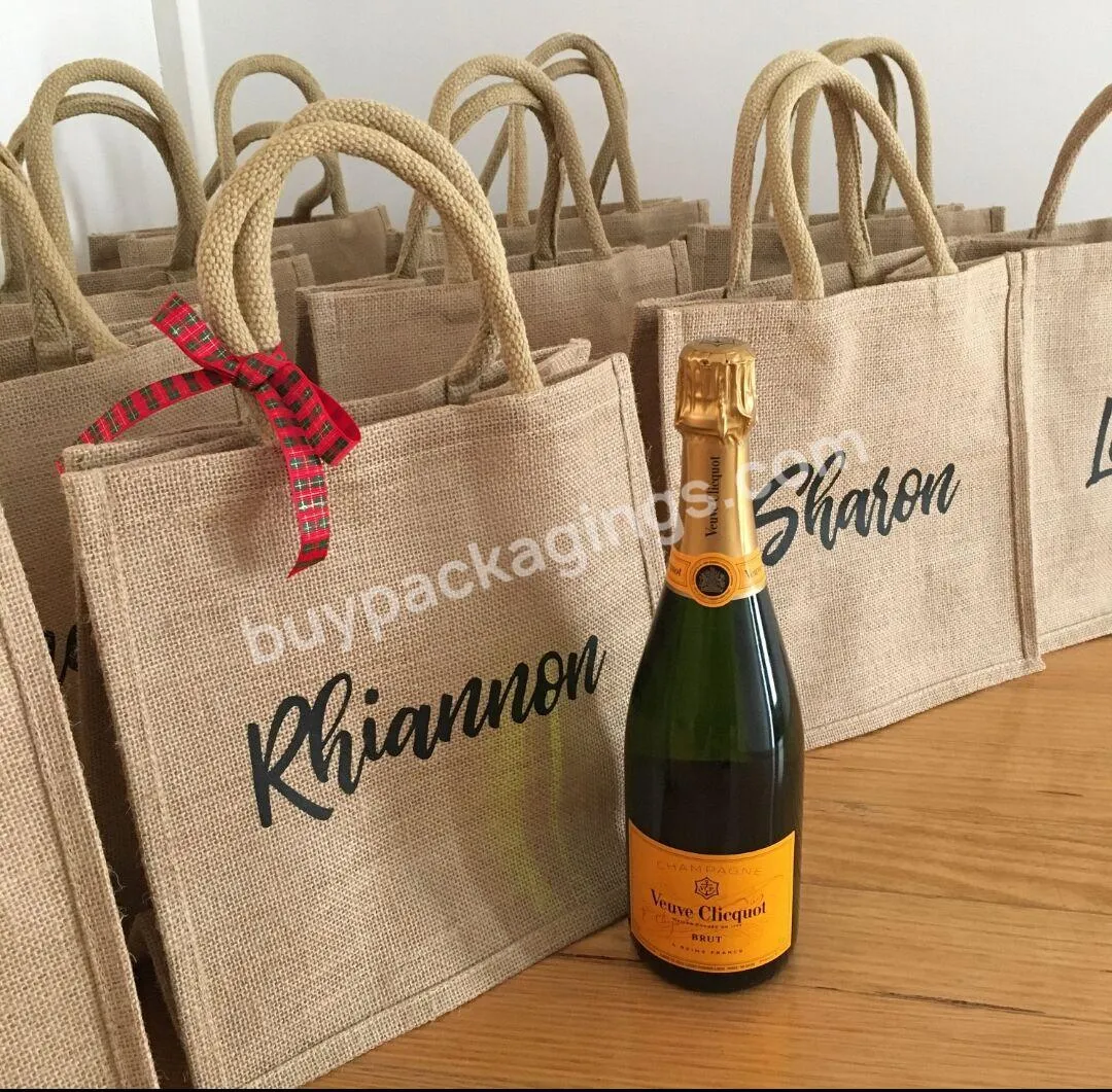 Personalized Wedding Mrs Burlap Tote Bag Bridal Party Retro Beach Bag Bridesmaid Custom Jute Tote Bag Literary Simple Gift