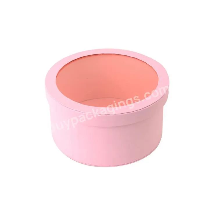 Pink Cylinder Cardboard Flower Round Gift Boxes Packing With Lids