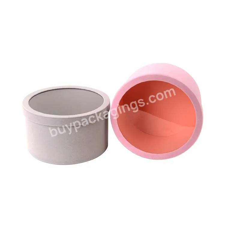 Pink Cylinder Cardboard Flower Round Gift Boxes Packing With Lids