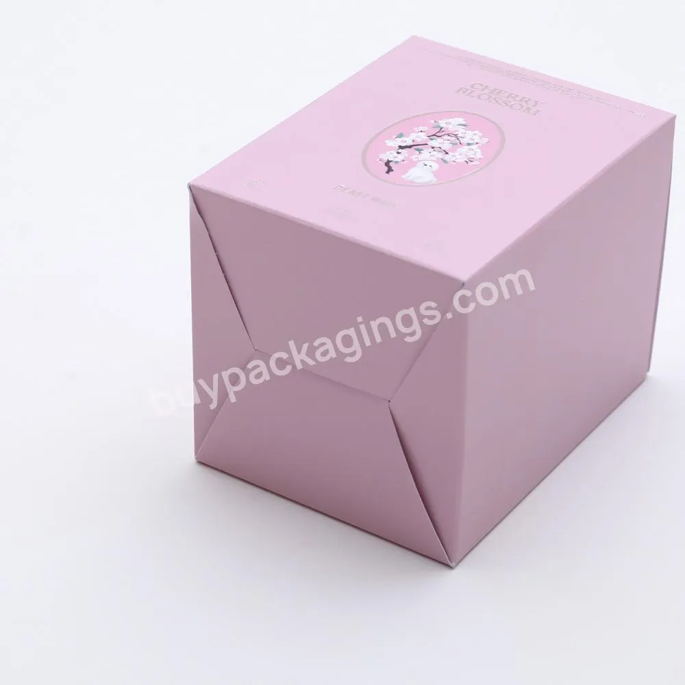 Pink heart clear window perfume with handle custom pattern packaging paper shipping gift box