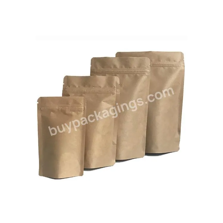 Pla Compostable Kraft Paper Stand Up Coffee Bean Bags Ziplock Food Packaging Bag