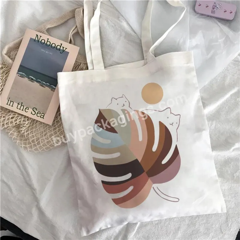 Plant Cat Shopping Bag Shopper Tote Bag Summer Shoulder Canvas Bag Large Capacity Wild Messenger Cute Fun Handbag