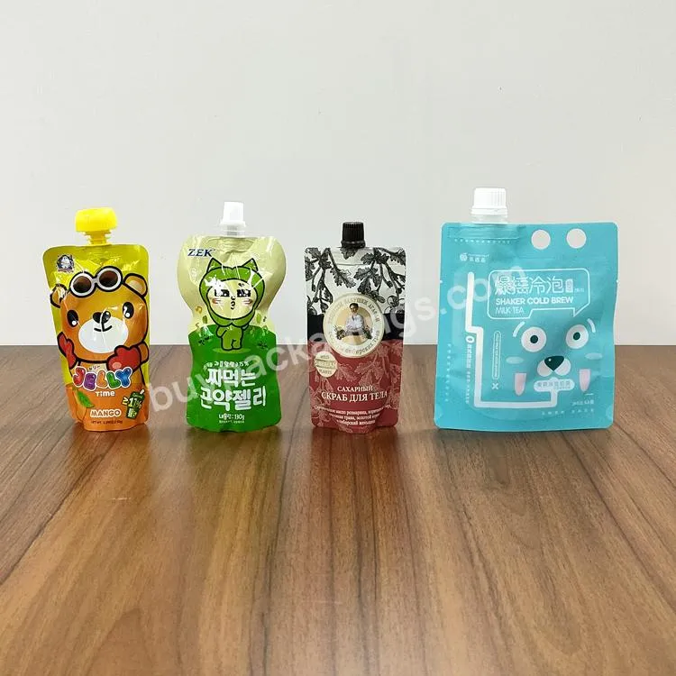 Plastic Fruits Juice Bag Packaging Aluminum Foil Spout Pouch Straw Juice Pouch Bag