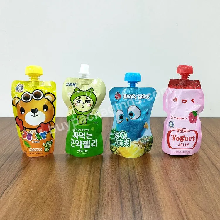 Plastic Fruits Juice Bag Packaging Aluminum Foil Spout Pouch Straw Juice Pouch Bag