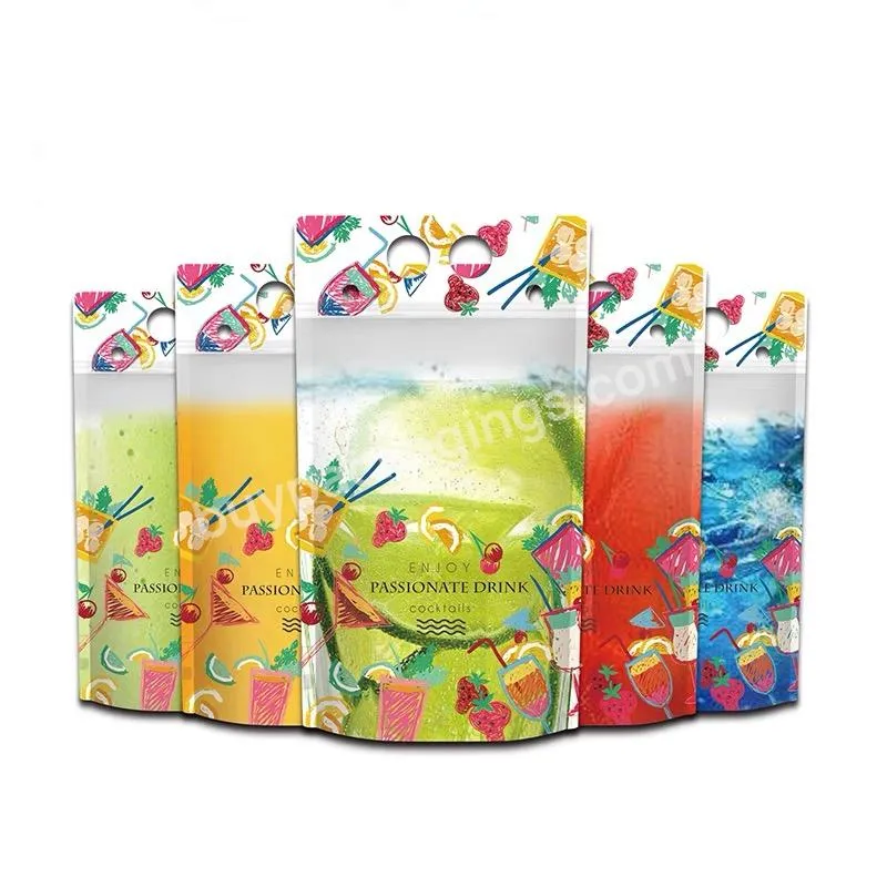 Plastic High Quality 500ml Juice Bag Custom Disposable Bag 8oz Straw Drink Pouch Juice Pouch Bag
