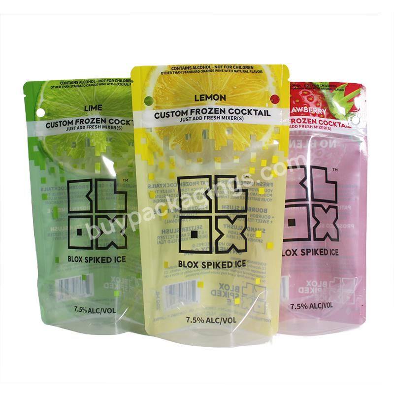 Plastic Transparent Stand Up Pouch With Zip Lock Liquid Custom Drink Pouch Beverage Bag