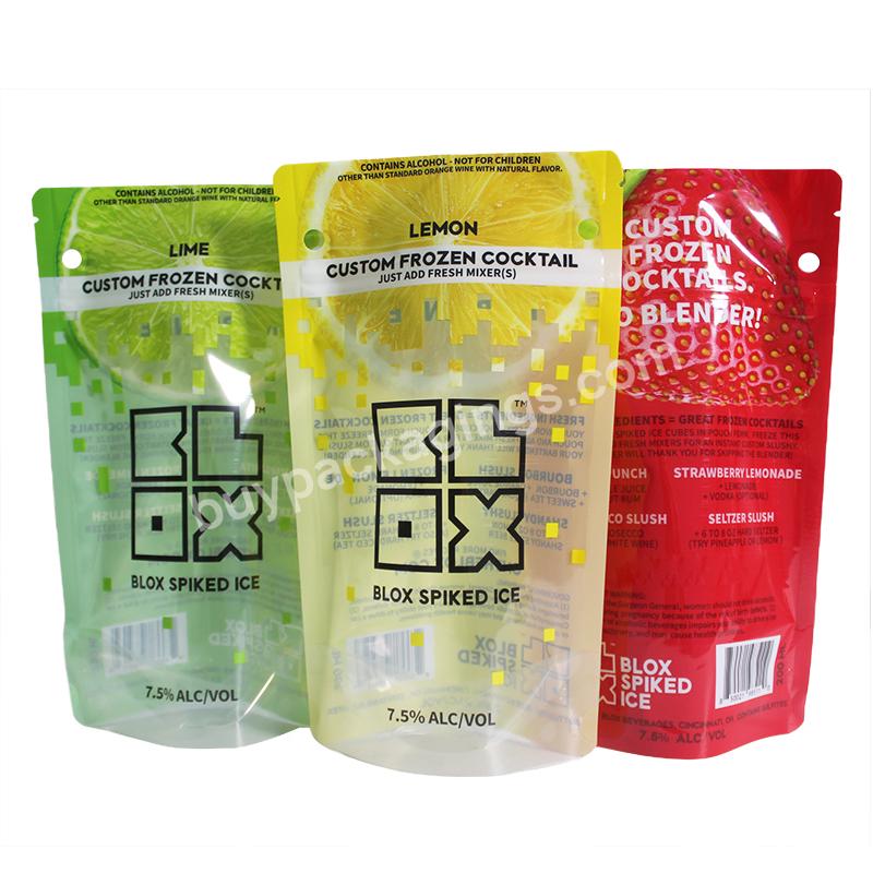 Plastic Transparent Stand Up Pouch With Zip Lock Liquid Custom Drink Pouch Beverage Bag