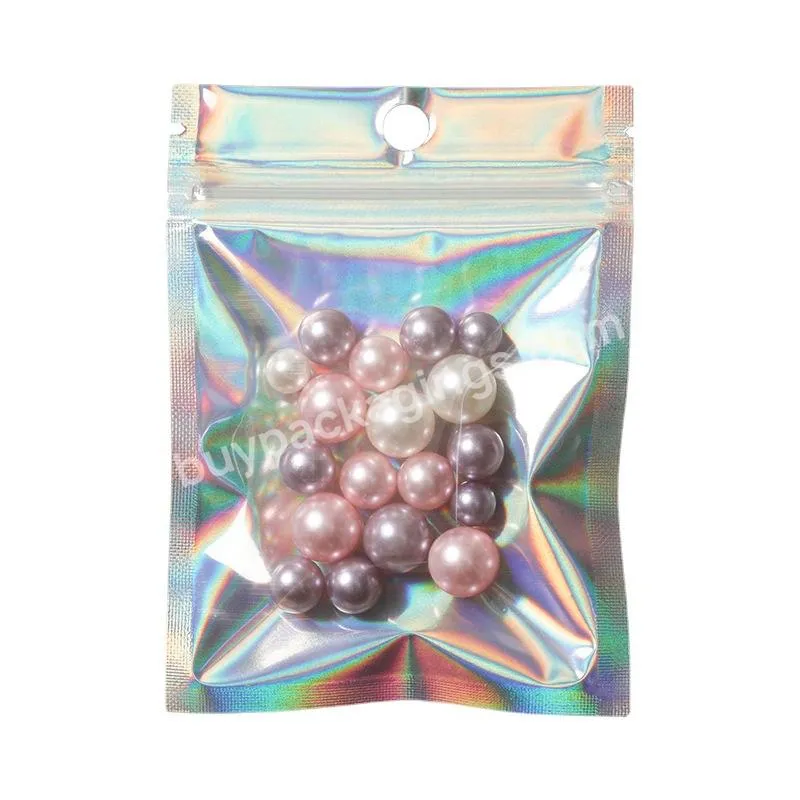 Polyester Film Aluminum Foil Single-sided Transparent Resealable Holographic Lip Gloss Packaging Zipper Bag