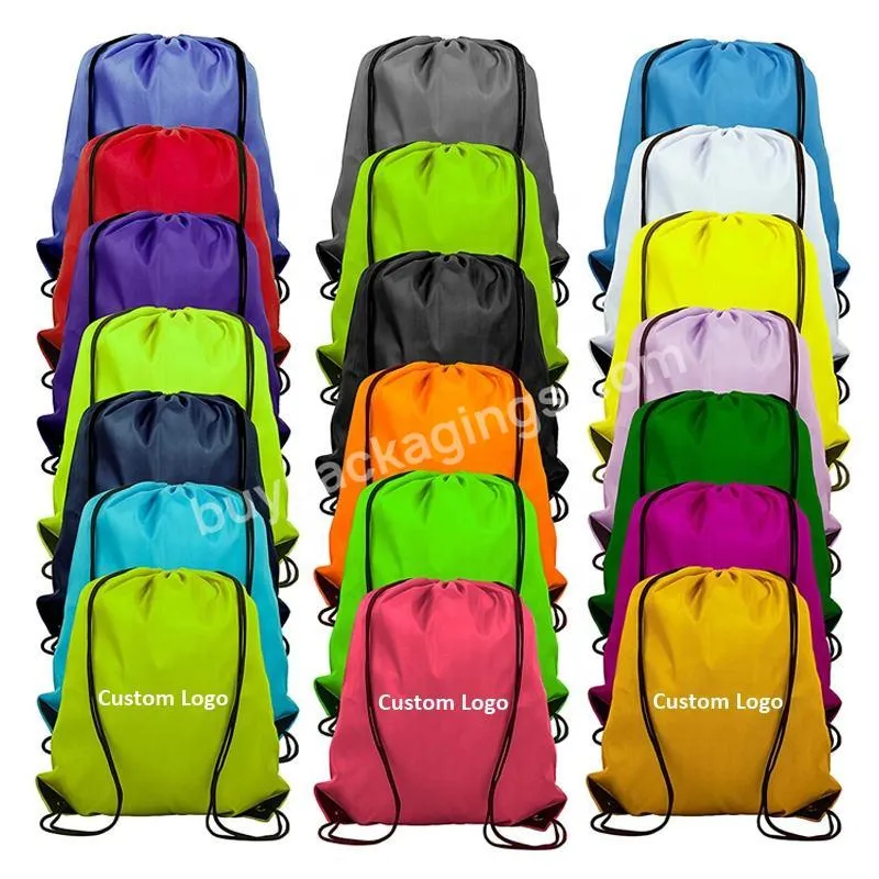 Polyester Waterproof Sack Pack Diy Drawstring Backpack Bag For Gym Sport Trip