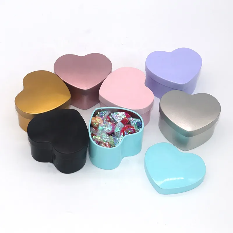 Popular Custom Printing Chocolate Tin Box Heart Shape Tinplate Cans Gift Tin Can Packaging