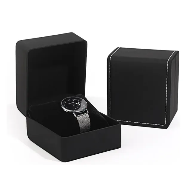 Portable Jewellery Black Box Packaging Organizer Pu And Velvet Emerald Leather Jewelry Boxes For Ring Necklace