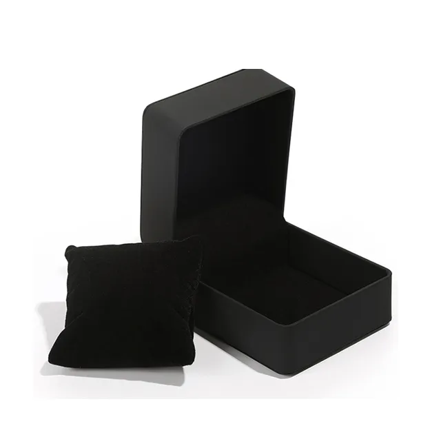 Portable Jewellery Black Box Packaging Organizer Pu And Velvet Emerald Leather Jewelry Boxes For Ring Necklace