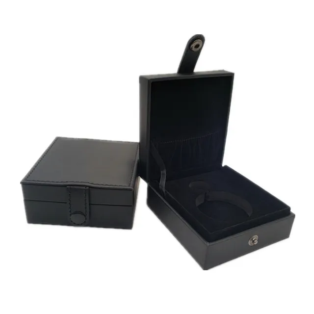 Portable OEM Premium PU Leather Watch Box Display Case Watch Box with Black Button