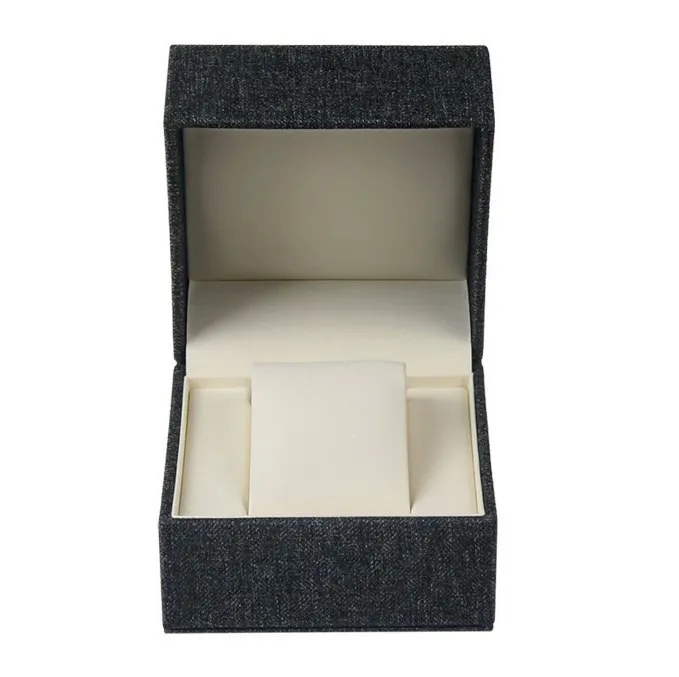 Premium Custom Logo Grey Linen Watch Storage Box Luxury Brand Packaging Box for Watch Cases