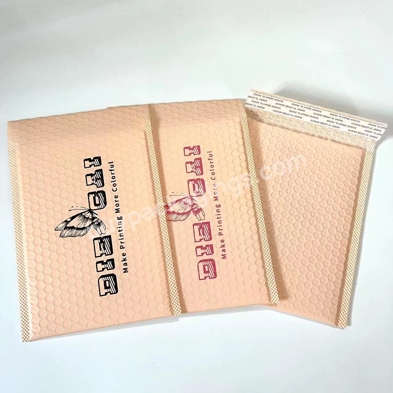 Premium Size Custom Printed Logo Pink Bubble Envelope Wholesale White Self Seal Poly Bubble Mailer Padded Mailing Bag